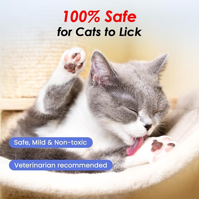 Cat Waterless Shampoo with Brush - No Rinse Formula for Quick Clean Between Baths, Hypoallergenic & Detangling, Reduce Itchy Skin Shedding, Vet-Recommended for Kittens/Senior Cats,Unscented
