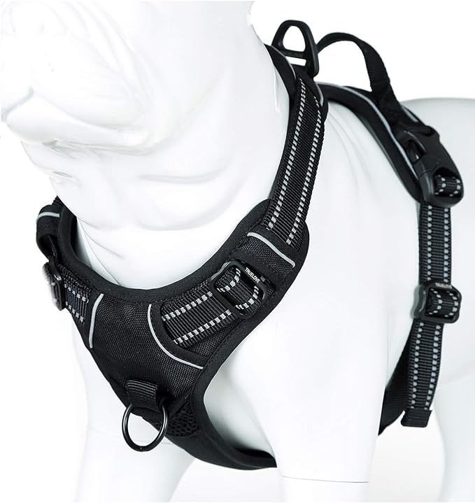 Truelove No Pull Dog Harness with Easy Control Handle and 2 Leash Attachments,Reflective Adjustable Pet Vest