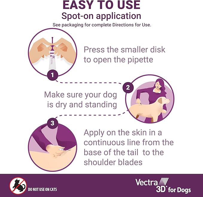 Vectra 3D for Dogs Flea, Tick & Mosquito Treatment & Prevention for Extra Large Dogs (Over 95 lbs), 6 Month Supply