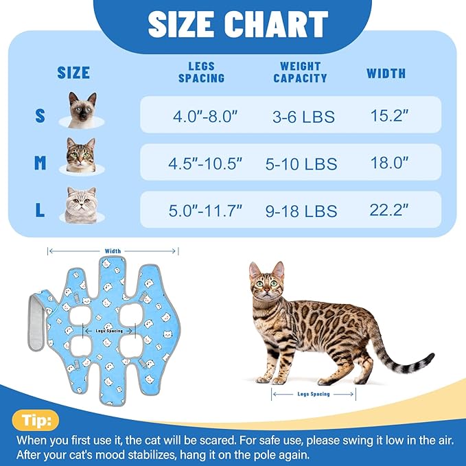 Supet Cat Grooming Hammock, Self-Adhesive Cat Nail Clipper Hammock, Soft Fabric Cat Wrap for Cutting Nails, Quickly Calm Down for Medicine, Teeth Brushing, Ear Cleaning