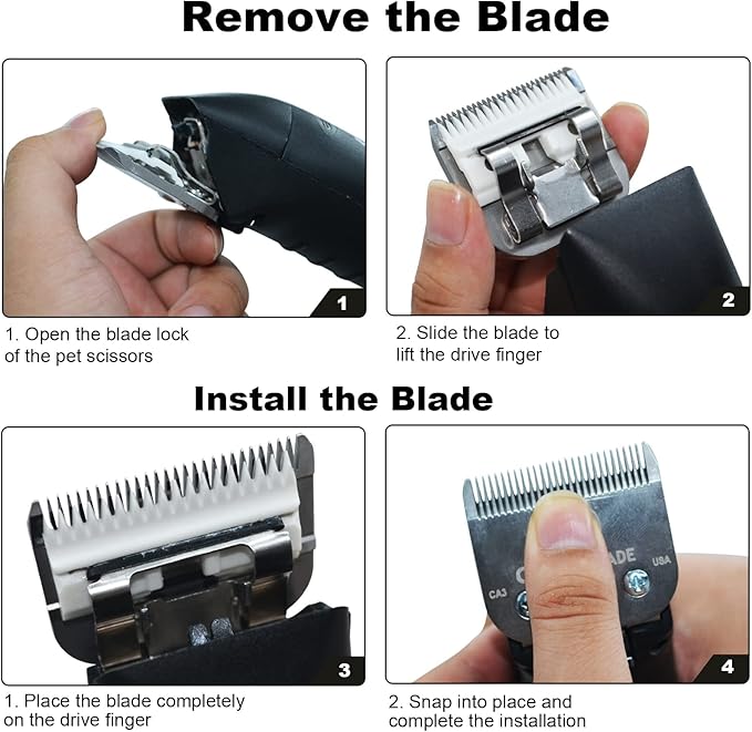 4PACK Dog Grooming Clipper Replacement Blades Compatible with Andis Pet Clipper/Oster A5/Wahl KM Series Dog Clipper,Ceramic Blade & Stainless Steel Blade (#3FC+4FC+5FC+7FC)