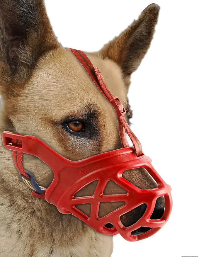 Mayerzon Dog Muzzle, Breathable Basket Muzzles for Small, Medium, Large and X-Large Aggressive Dogs Beagle German Shepherd Doberman, Cage Mouth Guard Stop Biting Chewing for Grooming Training