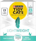 Purina Tidy Cats LightWeight Free and Clean Unscented, Multi-Cat, Clumping, 99.9 Percent Dust Free Cat Litter - 17 lb. Box