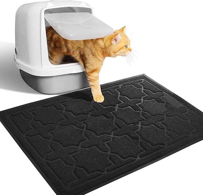 Yimobra Cat Litter Mat, 24"x20" Litter Mat with Litter Lock Mesh, Soft Cat Litter Mat Litter Trapping Mat, Easy to Clean, Non-Slip, Water Resistant, Litter Free Floors, Black