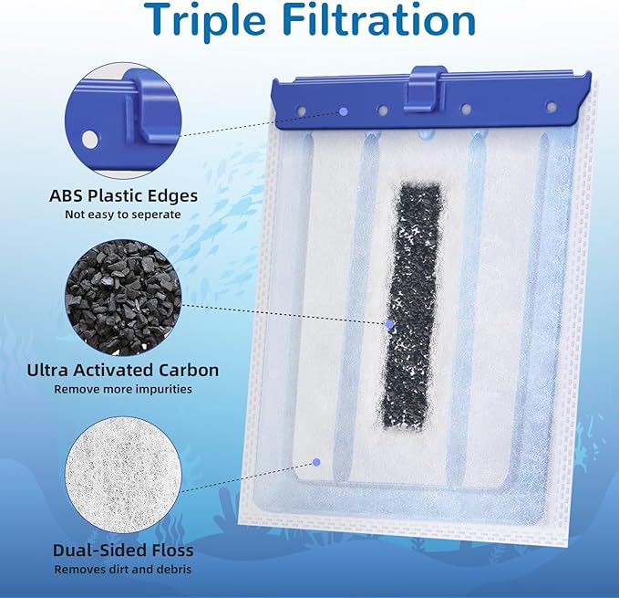 Aquarium Filter Cartridge for Tetra Whisper Bio Bag Power Filters, 12 Pack Large Filter Cartridges for Tetra Repto Filter