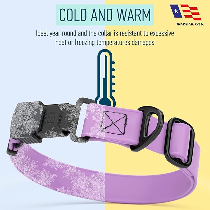 Dogline Biothane Waterproof Dog Collar with Herm Sprenger Black Stainless Steel Quick Release Buckle – Heavy Duty Tactical Durable Collar for Dogs – Comfortable, Safe Pet Collar W3/4" L12-19 Amethyst