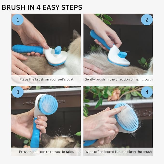 AIXINPET Cat & Dog Self Cleaning Slicker Brush - Easy to Remove Loose Fur, Harmless Deshedding Grooming Tool, Massaging Function - Suitable for Shedding & Furry Pets, like Rabbits and Ferrets