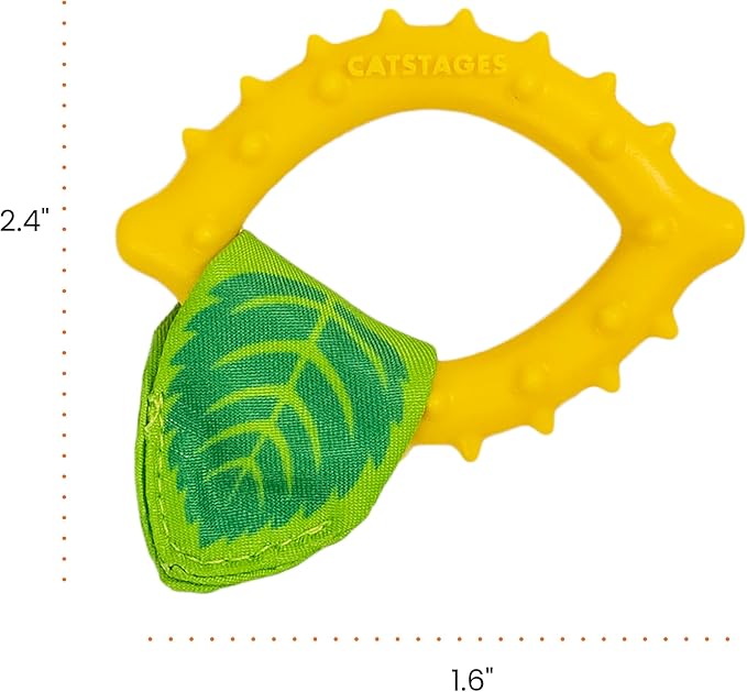 Catstages Dental Lemon Teether, Soft and Textured Cat Chew Toy, Catnip Oil Coating, Yellow