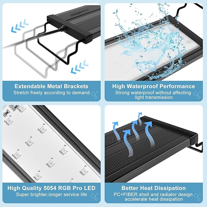 45W LED Aquarium Light for Plants,Full Spectrum Fish Tank Light with Timer,24/7 Lighting Cycle,Daylight Moonlight Mode Aquarium LED Light for 36 to 42 Inch Freshwater Planted Tank