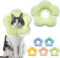 Cat Cone Collar Soft, Waterproof Cats Cones to Stop Licking After Surgery, Adjustable Soft Elizabeth Cats Collars for Wound Healing, Flower Shape Cat Recovery Collar (Green, Large)