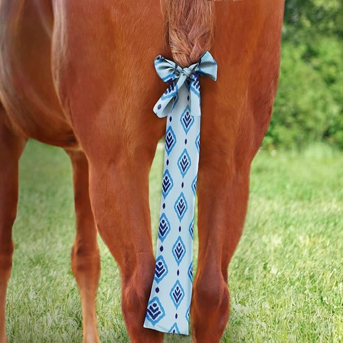 Harrison Howard Stretchy Tail Bag Breathable Horse Tail Guard Slip on Design Protect Horse Tail 2 Strand Closure Straps Keep Tail Clean & Protected 22" L Length Makes Grooming Easy-Nature Aztec