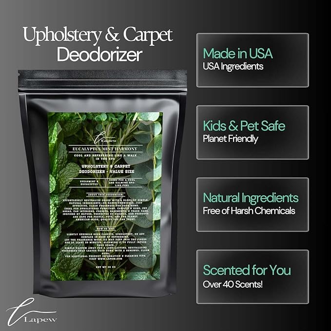 Eucalyptus Mint Harmony Carpet Freshener Powder Refill 36 oz | Powerful Odor Eliminator for Home | Upholstery Deodorizer | Carpet Deodorizer | Pet Urine | Cat Litter Box | Eucalyptus Spearmint