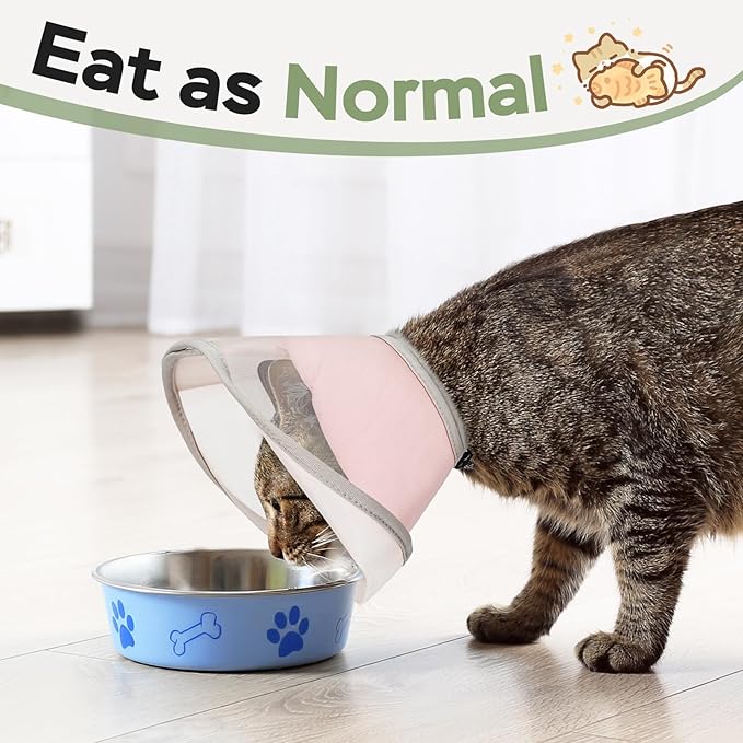 Cat Cone Collar Soft: Comfortable Waterproof Mesh Recovery Cone After Surgery to Stop Licking and Scratch, Alternative to Plastic Elizabeth Head/Neck Cone for Large Cats and Small Dogs