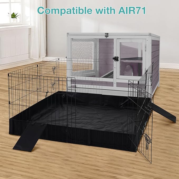 Guinea Pig Cage with Wooden Stand,Indoor Rabbit Hutch with 2 Stories,Hamster Cage with Anti Chew Ramp,Hideout, Platform, Pull Out Tray (Grey)