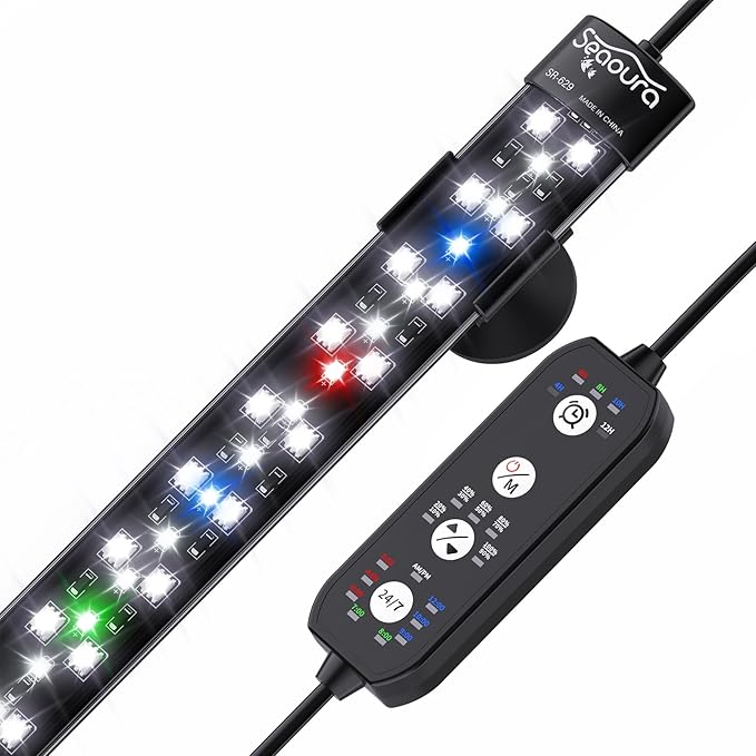 Submersible Aquarium Light for 28 to 54 Inch Fish Tank, 24/7 Cycle Fish Tank Light with Timer, Aquarium Plant Light with Full Spectrum+7 Single Colors, Auto On/Off, Adjustable Brightness