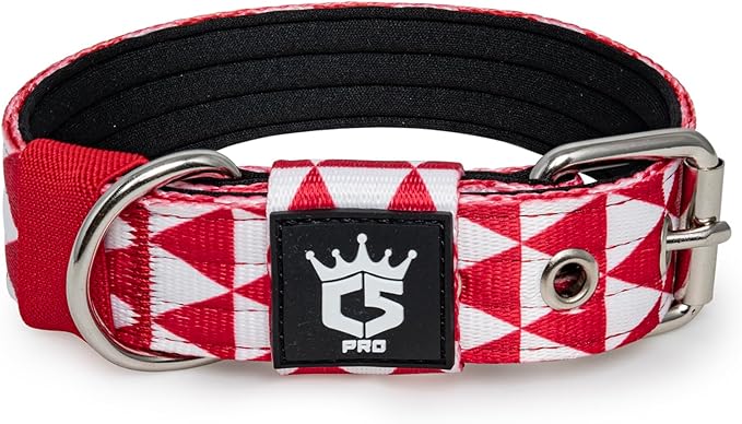 TSPRO Tactical Dog Collar 1.25 Inch Wide Thick Dog Collars with Heavy Duty Metal Buckle, Durable, Strong, Adjustable for Small Dogs (Geometric S)