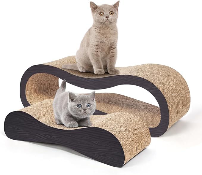2 in 1 Cat Scratcher Cardboard Lounge Bed, Cat Scratching Post, Durable Board Pads Prevents Furniture Damage,Large,Brown