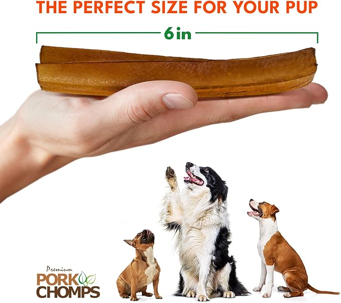 Pork Chomps Roasted Pork Skin Dog Chews, 6-inch Rib Shapes, 10 Count (Pack of 2)