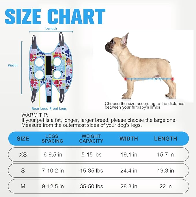 PAWCHIE Dog Grooming Hammock Harness for Dogs & Cats with Pet Nail Clipper Trimmer - Cat Hanger Sling for Trimming Clipping Nails- Dog Hammock Restraint Bag for Small Medium Large Dog, Blue M