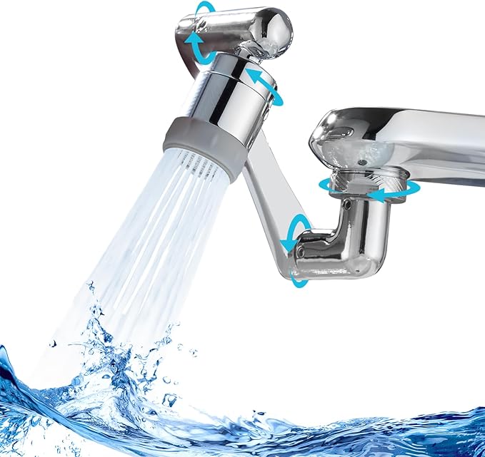 CECEFIN 1080° Swivel Faucet-Extender Sink-Aerator - 2 Mode Splash Water Filter Extension, Kitchen Bathroom 360° Rotatable Spray Attachment, Multifunctional Universal Robotic Arm -Wash Hand/Hair/Face