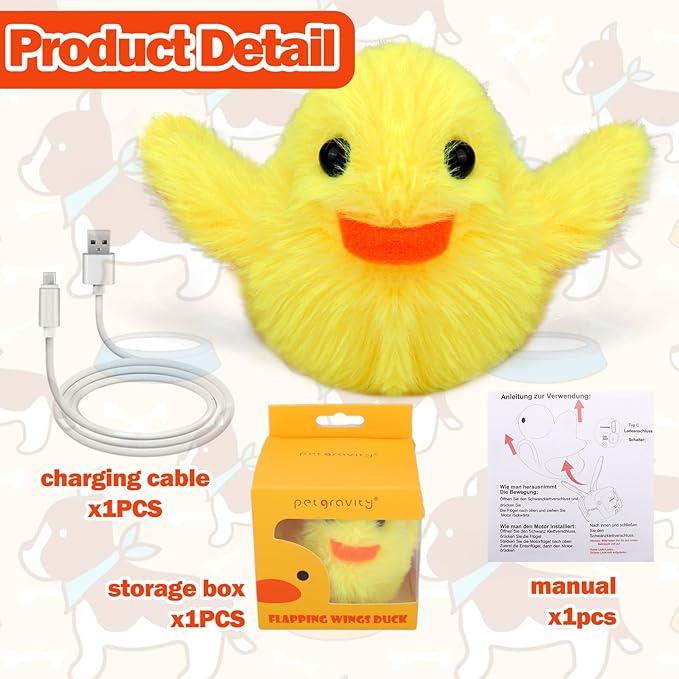 Mity Rain Interactive Duck Dog Toys - Touch Activated, Squeaky, Enrichment for Small/Medium/Puppy Dogs