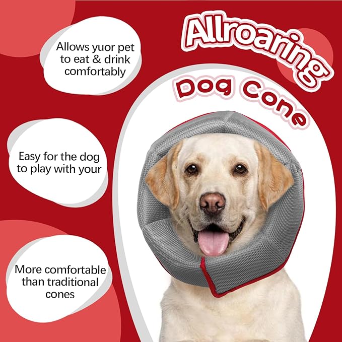 Dog Cone for Large Dogs After Surgery, Soft Dog Cone Collar for Dogs to Stop Licking, Adjustable Comfy E-Collar Alternative Lightweight Post-Surgery Recovery Elizabethan Collar for Pet
