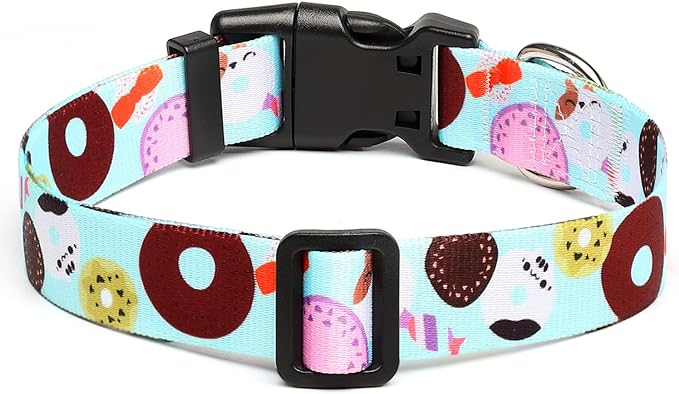 Mercano Adjustable Dog Collar - Special Design Patterns, Soft Nylon Comfortable Durable Pet Collar for Small Medium Large Dogs (M, Blue Cookie)