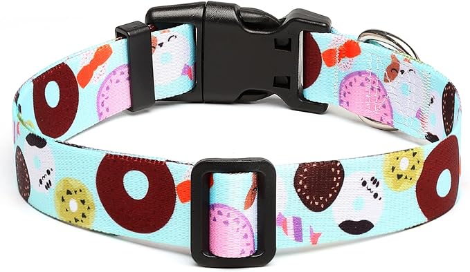 Mercano Adjustable Dog Collar - Special Design Patterns, Soft Nylon Comfortable Durable Pet Collar for Small Medium Large Dogs (S, Blue Cookie)
