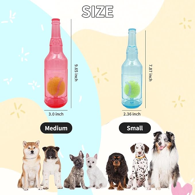 Dog Squeaky Chew Toy,Floating TPR Water Bottle Toys-Small Medium Large Breeds - Training Fetch -Indoor Outdoor Pool Beach Blue M