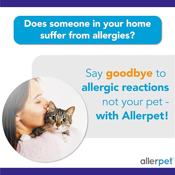 Allerpet Cat Dander Remover w/Free Applicator Mitt & Sprayer - Effective Cat Dander Reduction - Anti Allergen Solution Made in USA - 2 Pack (12oz)