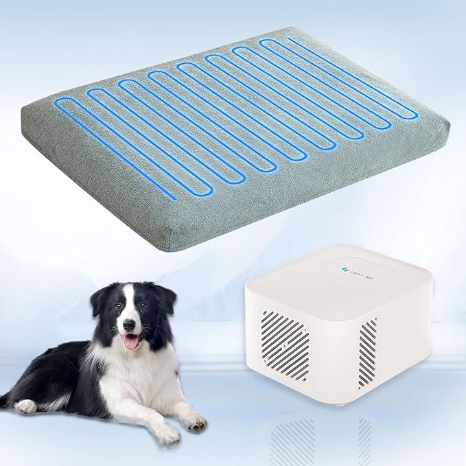 Pet Bed Cooling System, Consistent Cold Water Pad, No Refrigeration or Chemical Gel Needed, Machine Washable Bed, Ideal for Home and Crates (Cooling Green, 35" x 22")