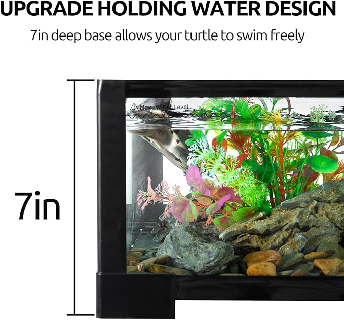 REPTIZOO 67 Gallon Large Turtle Tank Aquarium, 48"×18"×18" Tortoise Habitat Water-Land Ecological Turtle Tank with Drainage System Aquatic Aquarium