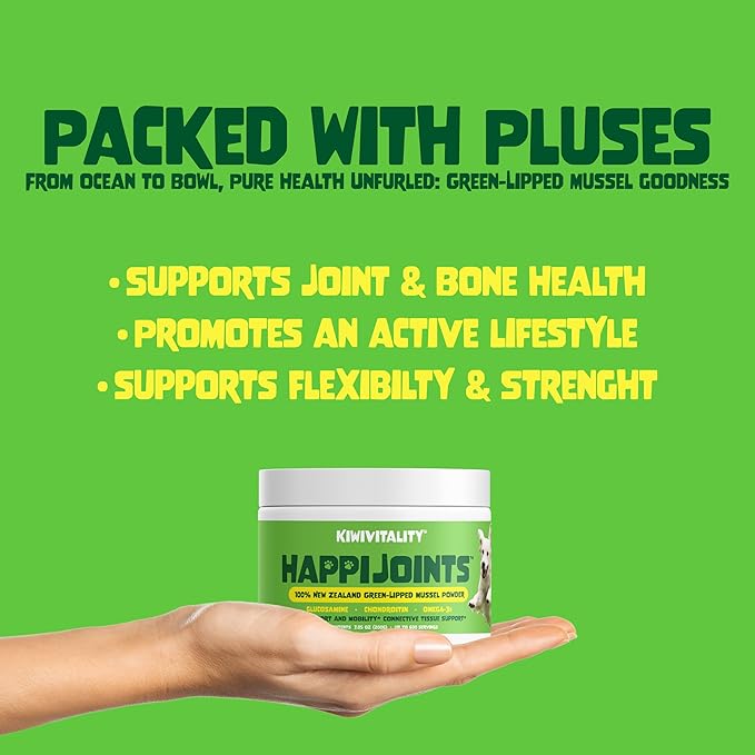 Green Lipped Mussel Powder for Dogs & Cats - Premium Hip & Joint Support for Joints, Tendons, Ligaments (200 Grams, Up to 600 Servings)