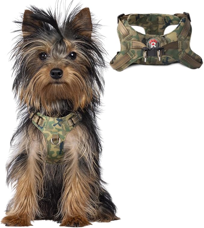 Dog Harness Step in Dog Vest Harness, Reflective Adjustable Puppy No Pull Harness Breathable Soft for Small and Medium Dogs Cats, Camo, XXS