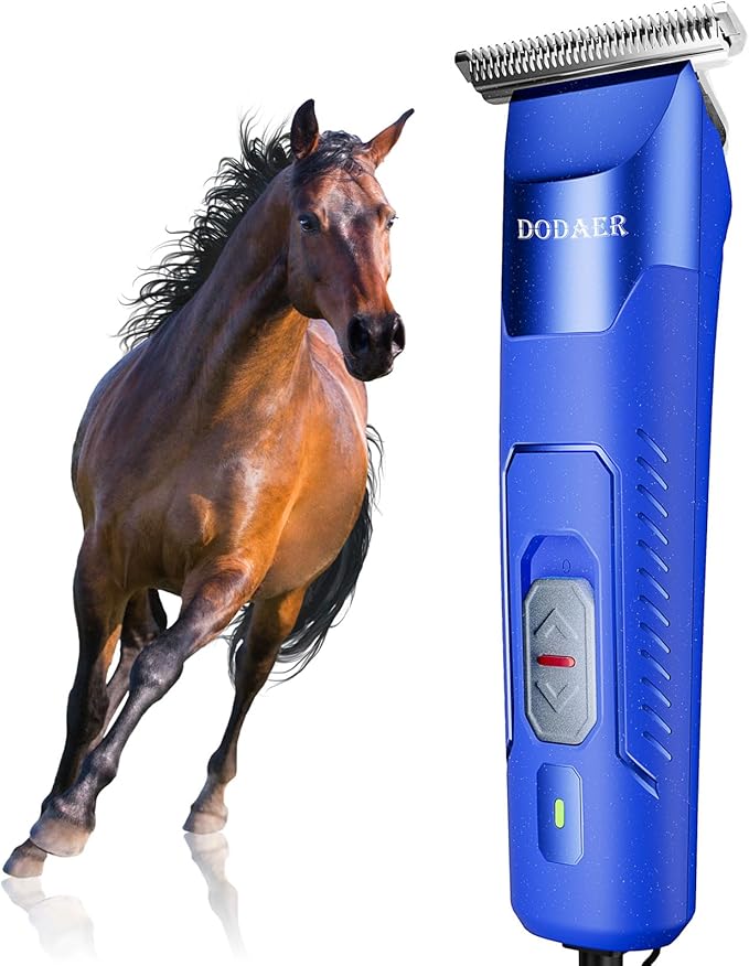 Professional Grooming Electric Corded 2-Speed Horse Clipper with Detachable Blade - Cool & Quiet Running Design - Includes Size T84 Blade for Complete Horse Grooming - Blue
