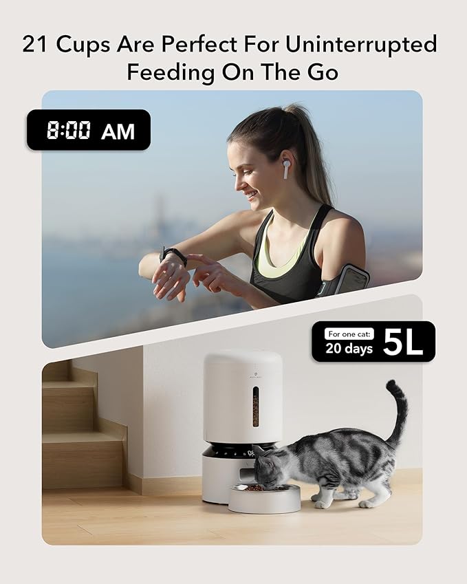 PETLIBRO Automatic Cat Feeder, Automatic Dog Feeder with Freshness Preservation, 5L Timed Cat Feeders for Dry Food, Up to 6 Meals Per Day, Granary Pet Feeder for Cats/Dogs