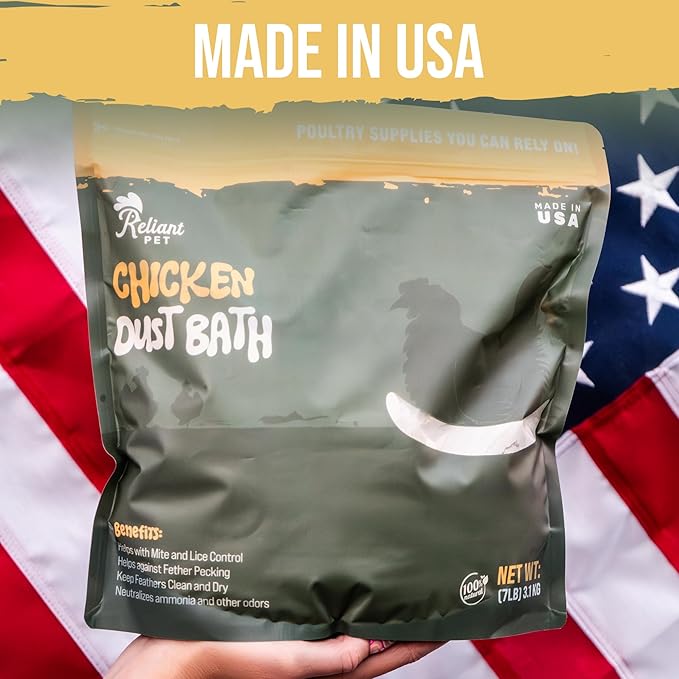 Chicken Dust Bath - 7lbs, Made in USA Natural Dust Bath for Chickens - Ideal Chicken Dust for Bath Tub Mix - Poultry Dust Powder for Chicken Coop