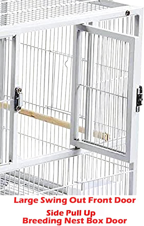 Single Stackable Center Divided Breeder Breeding Bird Flight Double Rolling Cage for Aviaries Canaries Cockatiels Finches Budgies Small Parrots Single Story