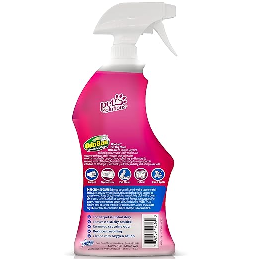 OdoBan Pet Solutions No Rinse Neutral pH Floor Cleaner Concentrate, Made in the USA, 1 Gallon, and Oxy Stain Remover, 32 Ounce Spray