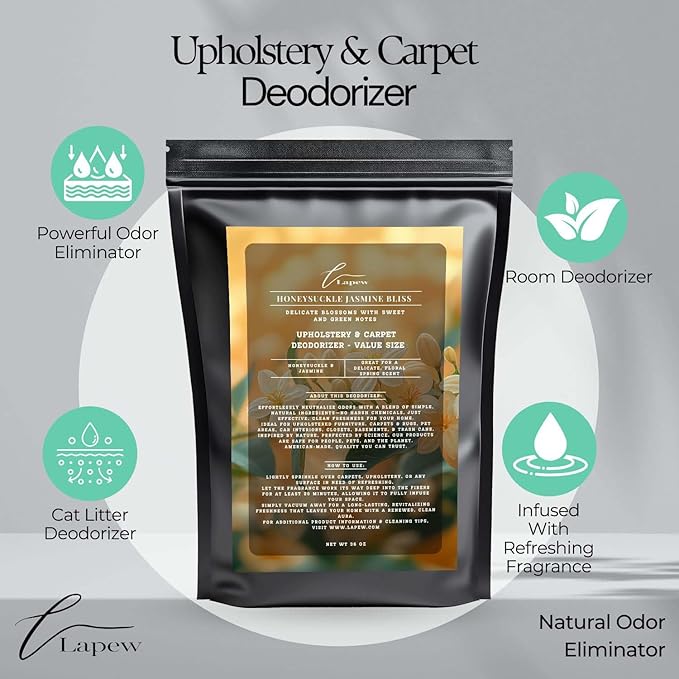 Honeysuckle Jasmine Bliss Carpet Freshener Powder Refill 36 oz | Powerful Odor Eliminator for Home | Upholstery Deodorizer | Carpet Deodorizer | Pet Urine | Cat Litter Box