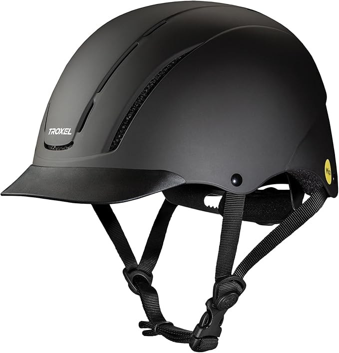 Troxel Spirit MIPS Technology Full Coverage Horse Riding Helmet, Horseback Riding Gear for Equestrians, Medium (7-7-3/8), Black Duratec