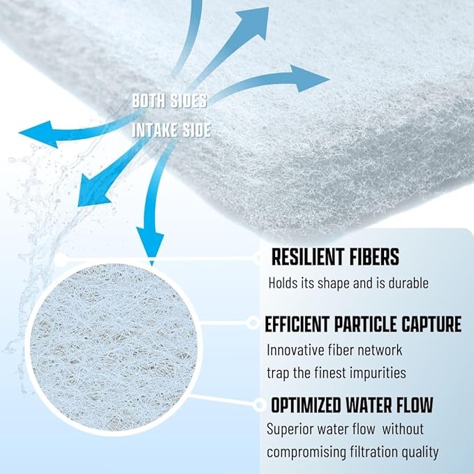 Premium Aquarium Filter Media Pad - Cut-to-Fit Roll, Fresh and Saltwater Safe, Blue & Dye-Free Options, Made in USA (Dye Free, 12"x72" (6 ft) x 0.75)