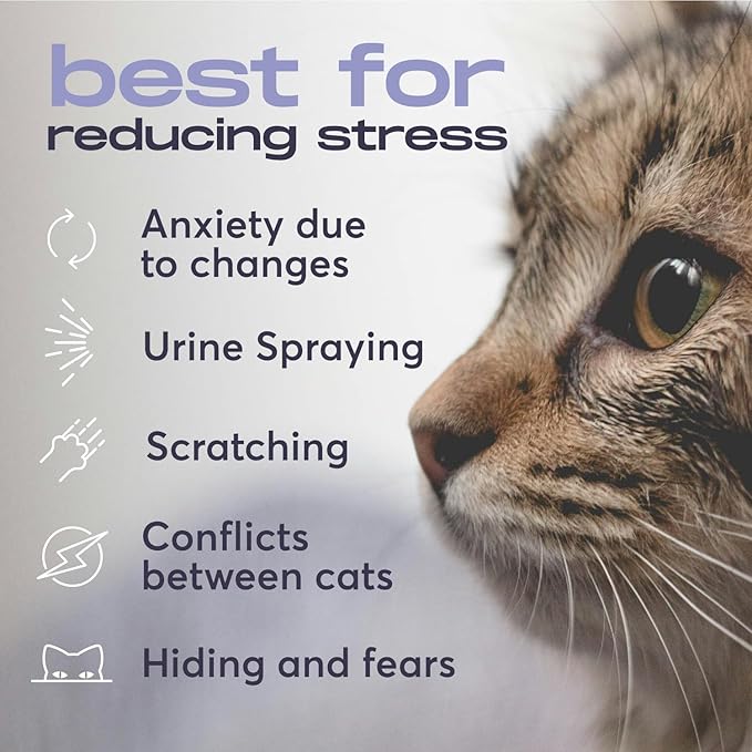 Cat Calming Diffuser Refills – Long-Lasting 30-Day Formula with Pheromones for Stress Relief, Relaxation, and Anxiety Reduction in Cats – (1 Diffuser + 2 Refills)