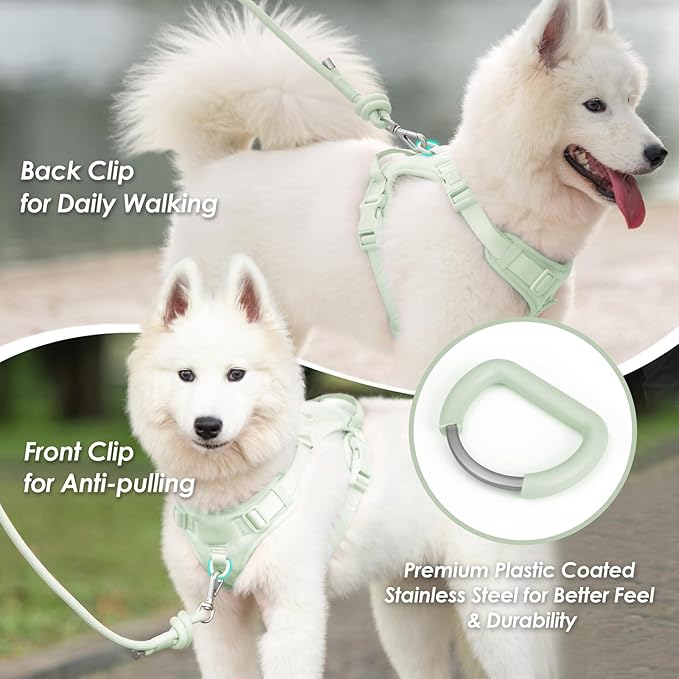No Pull Dog Harness, Puppy Vest with Front Clip for Small Medium Large Sized Dog(Light Green,L)