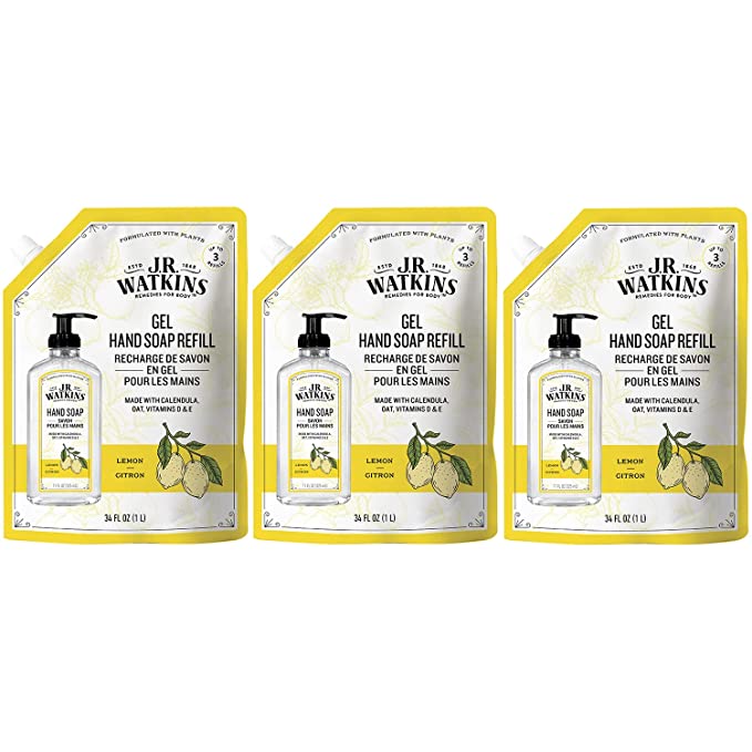 J.R. Watkins Hand Soap Gel Refill Lemon (Pack of 3-34 Fl Oz)