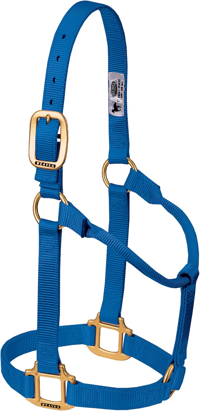 Weaver Equine Nylon Horse Halter, Triple-Ply Cheek Design, Original Non Adjustable Halters for Horses, Equine Tack,Average Size, Black