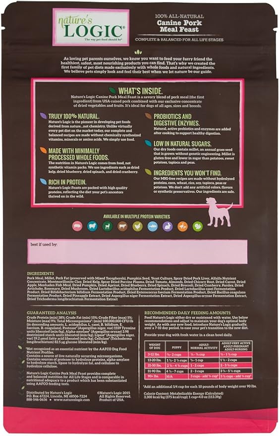Nature's Logic Canine Pork Meal Feast, 4.4lbs