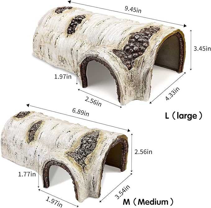 Reptile Hide Caves Simulation Tree Hideout Snake Hide Leopard Gecko Terrarium Plastic Plant Leaves Ornament Habitat Shelter Decor for Lizard Hermit Crab Spider Frog Amphibians Medium Size