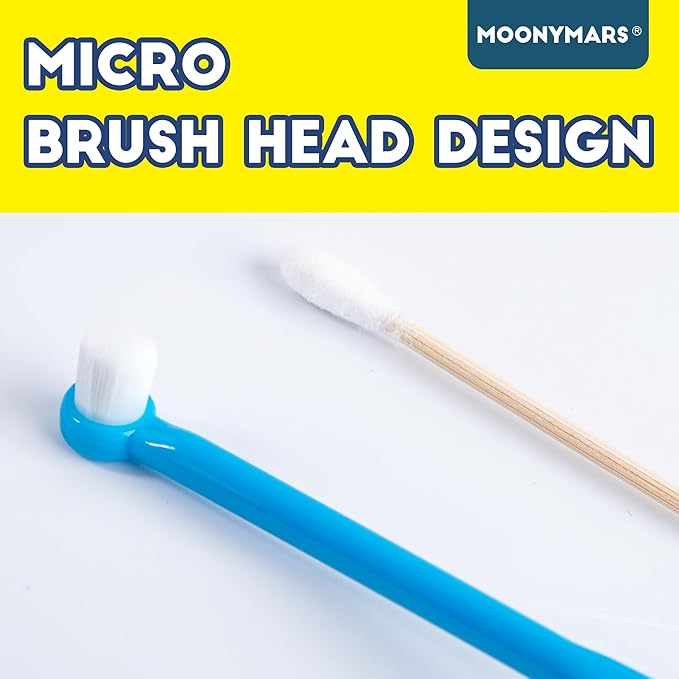 Small Dog Toothbrush, Cat & Puppy Tooth Brushing Kit, Ultra Soft & Mini Head Teeth Brush for Kitten & Tiny Pet, Doggy Toothbrushes Deep Dental Cleaning, 2 PCS - Blue