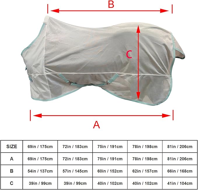 BARN & STABLE Breathable and Tear-Resistant Horse Fly Sheet with UV Protection Equine Summer Sheet Horse Fly Blanket with Removable Web Leg Straps